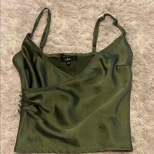 Lulu's Green Asymmetrical Ruched Camisole
